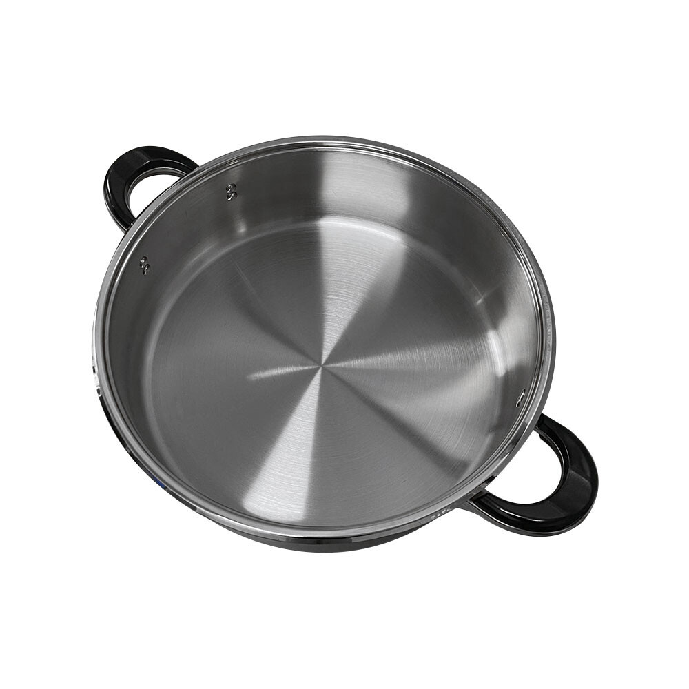 High Quality 18 Quart Stainless Steel Low Pot With Lid Capsule Base Cookware