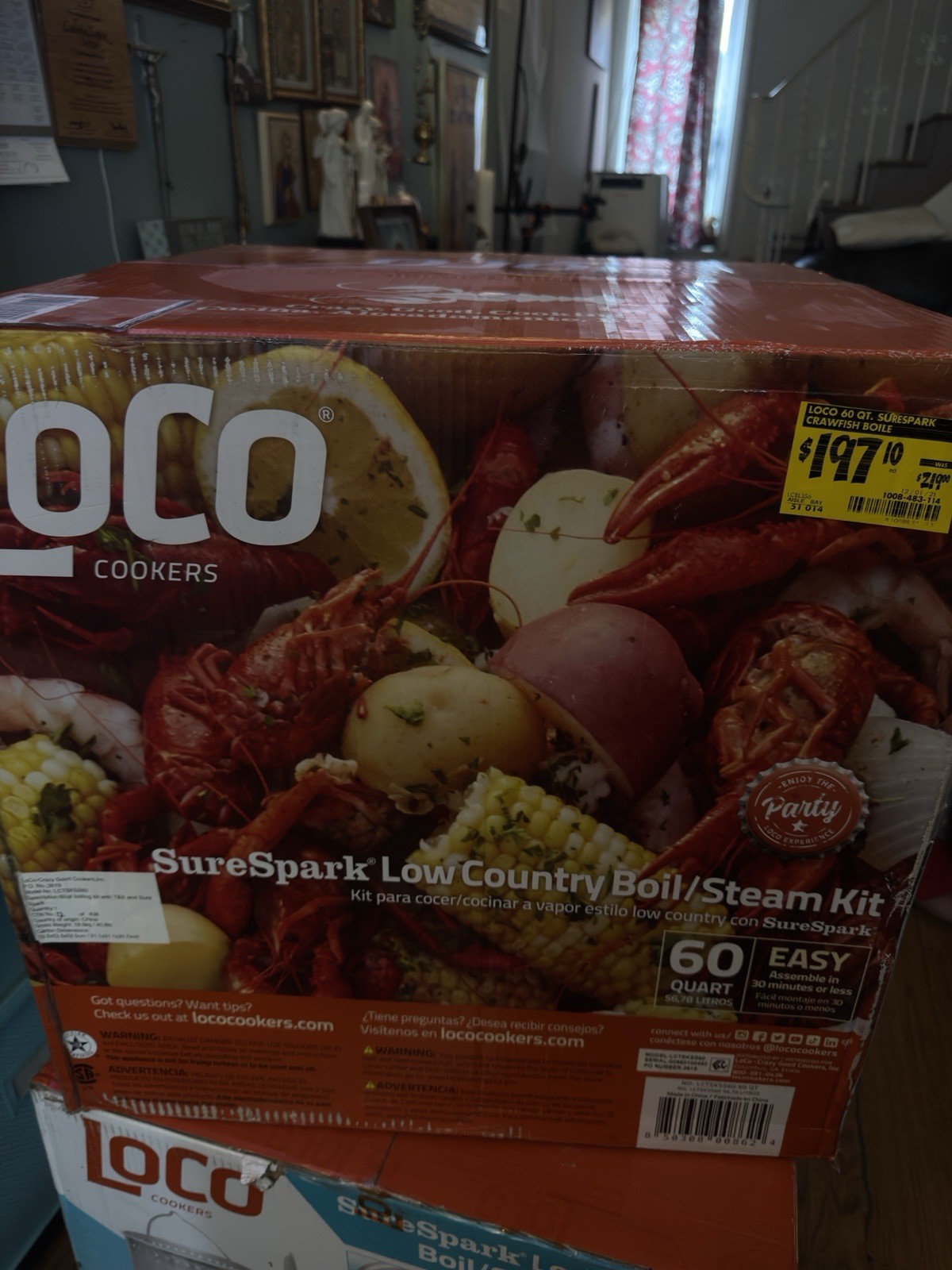 Seafood boil pot LoCo SureSpark Low Country Boil/Steam Kit Stainless Steel 60 Qt