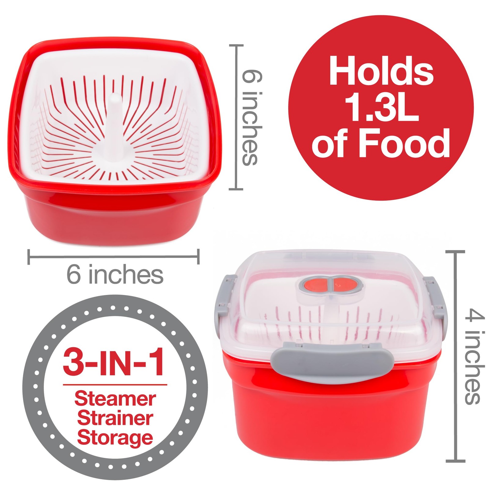 Microwave Food Steamer for Vegetables – 3 PC Microwavable Cooker with Storage…