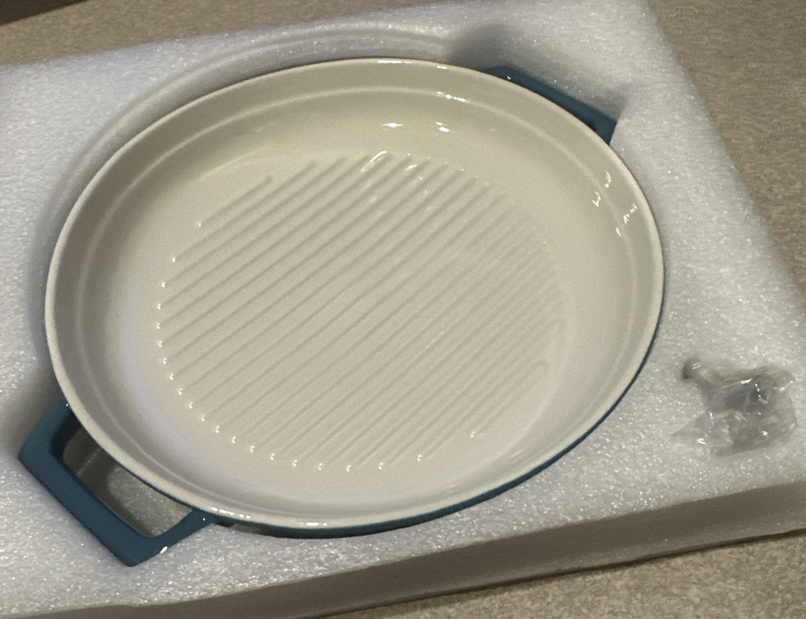 Servppetit Stackable Stoneware Grill Pan With Lid Blue 10 Inch New Free Shippin