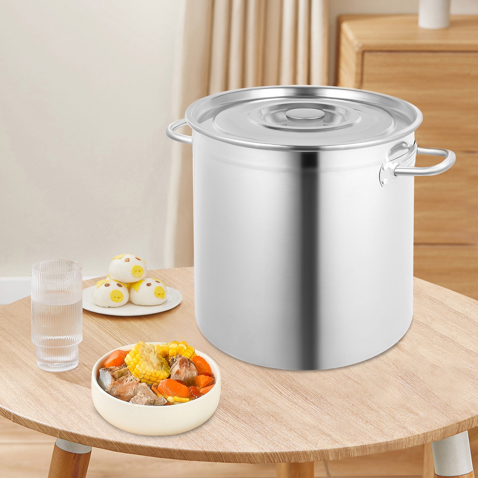 Kitchen Soup Big Cooking with Lid 35L Large Stock Pot Stainless For Restaurant
