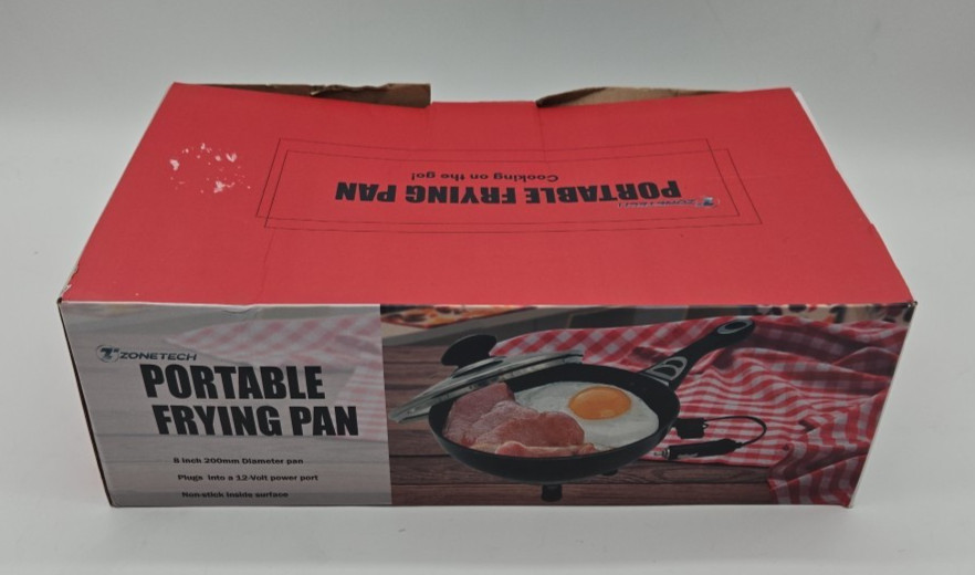 Zone Tech 12Volt Frying Pan With Glass Lid 7.5″ Portable Non-Stick Travel Pot