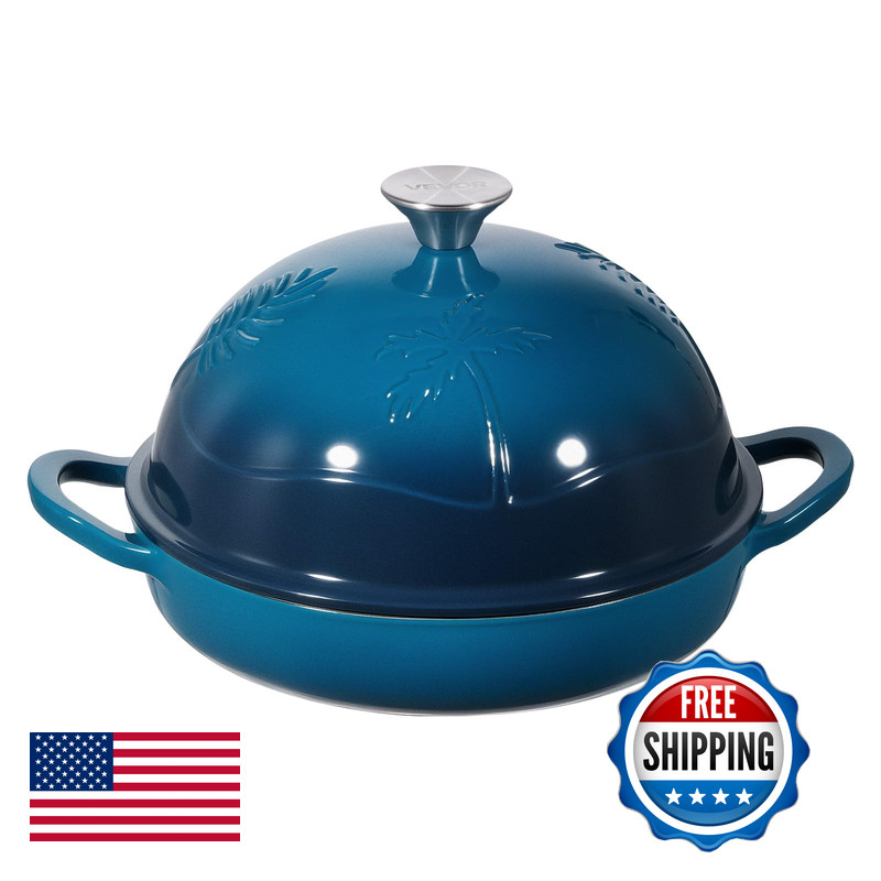 Vevor Enameled Cast Iron Dutch Oven 5 Quart Pot For Sourdough Bread Baking