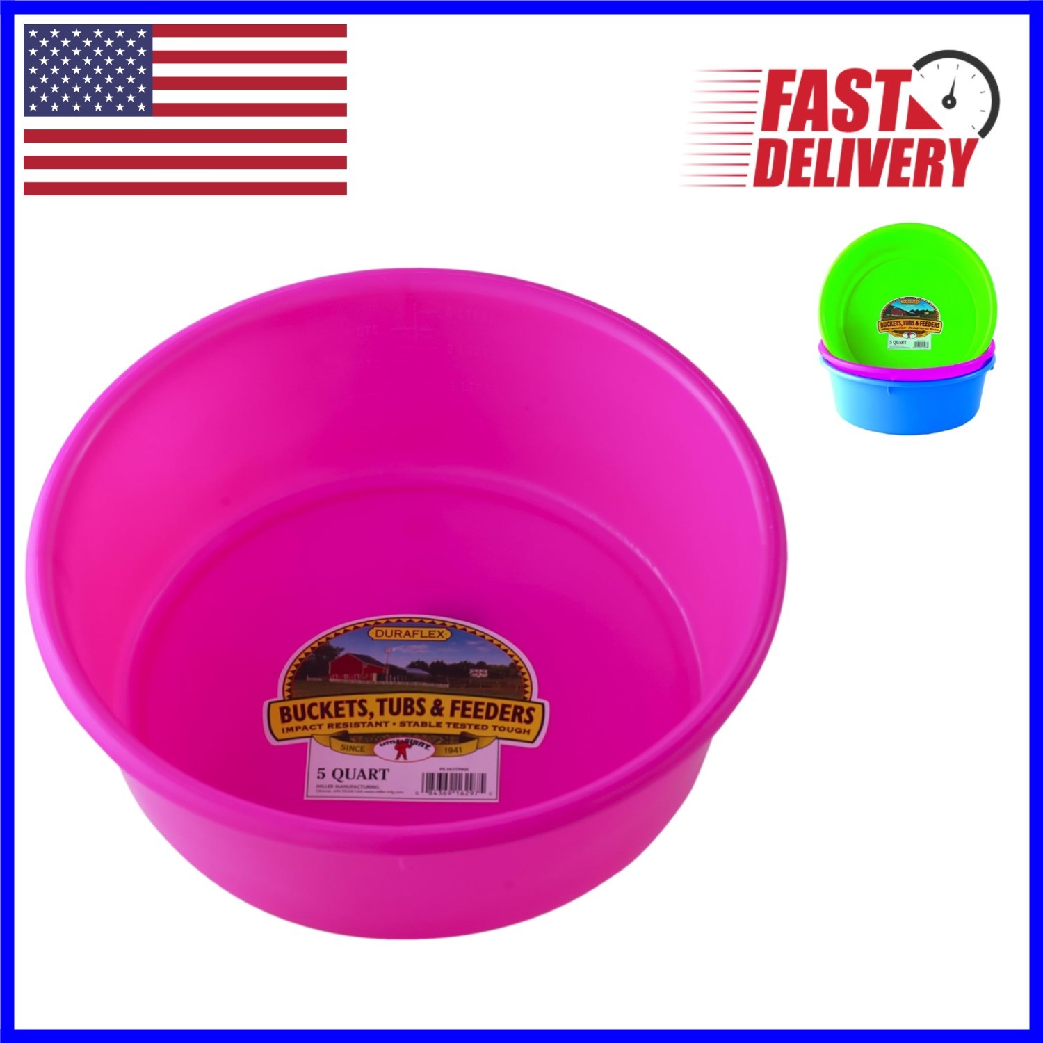 Lightweight 5-Quart Hot Pink Utility Feeding Bucket | Multi-Functional Design