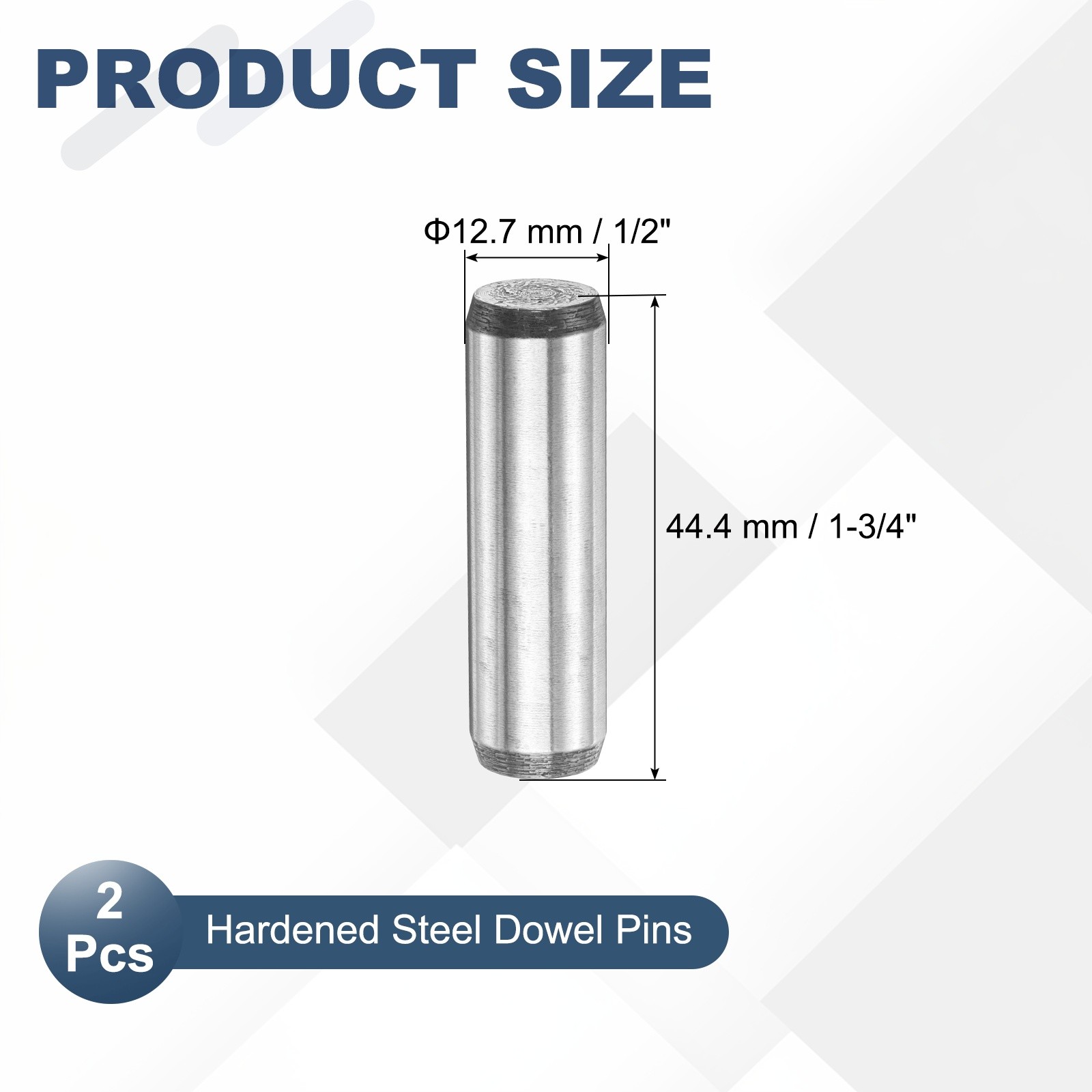 2pcs 1/2″x1-3/4″ Steel Bolts Round Rod Silver