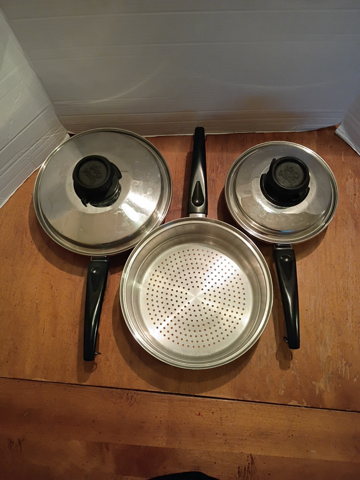 Lustre Craft Cookware 5 PC Set 1 & 2 Qt Pans Saucepans Steamer Lid 5PLY READ