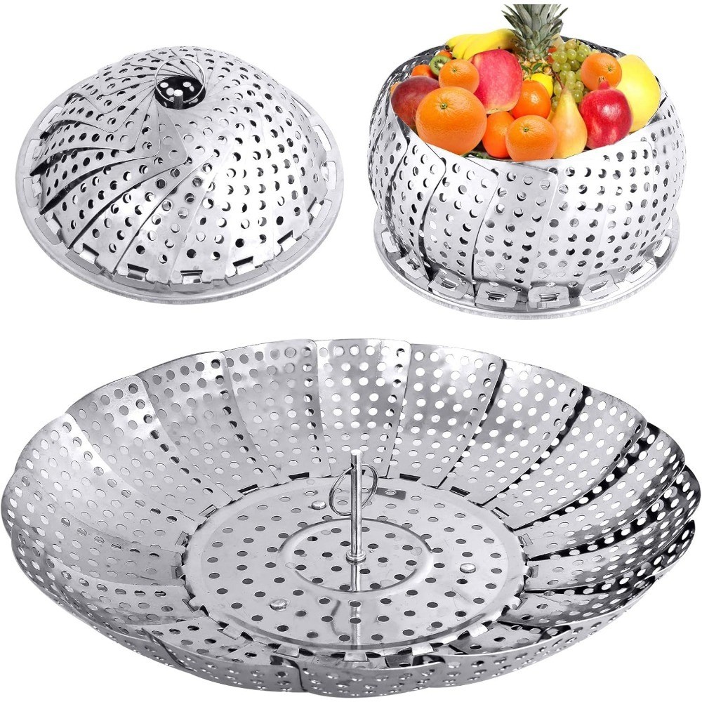 Folding Steamer Basket Stainless Steel Vegetable Steamer Insert Expandable for