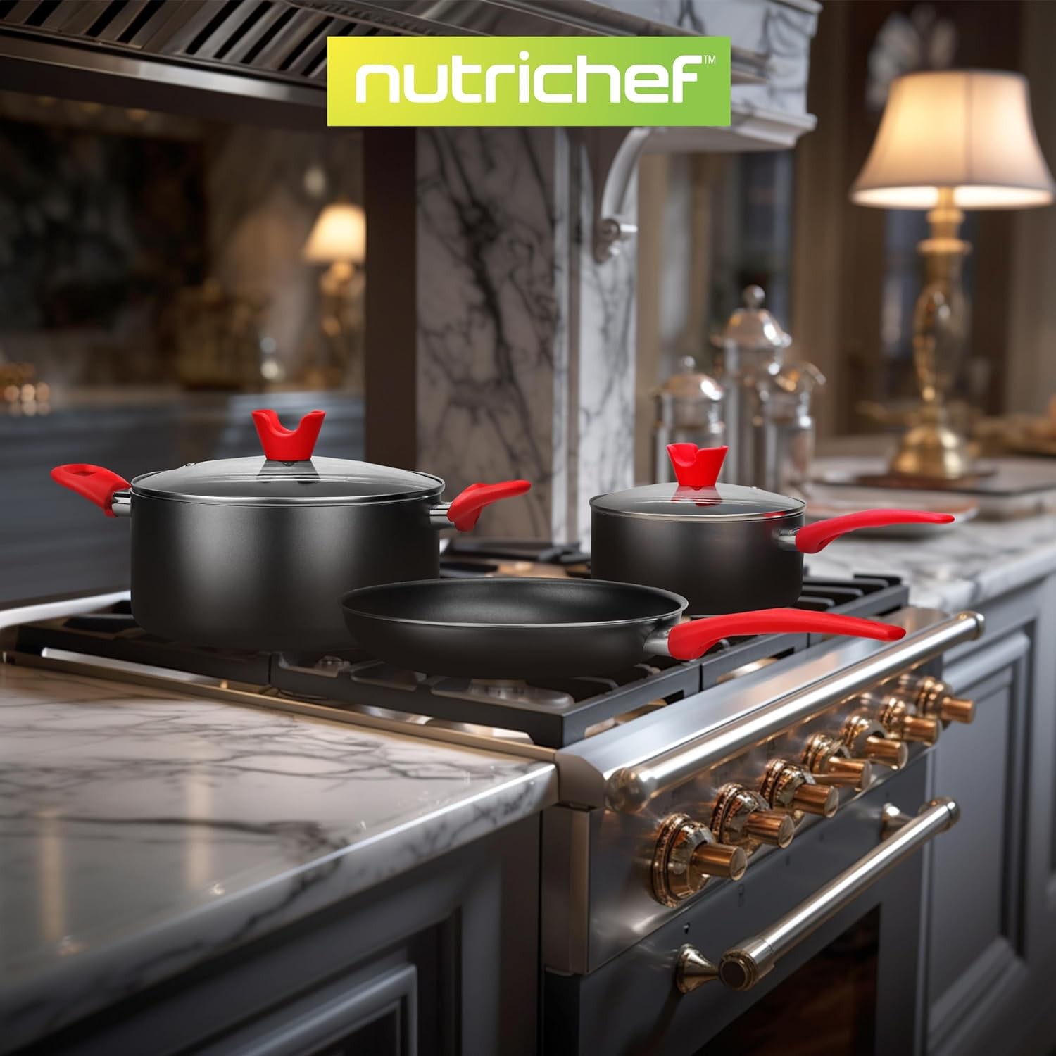 NutriChef 21-piece Nonstick Cookware Set – PTFE/PFOA/PFOS Free,