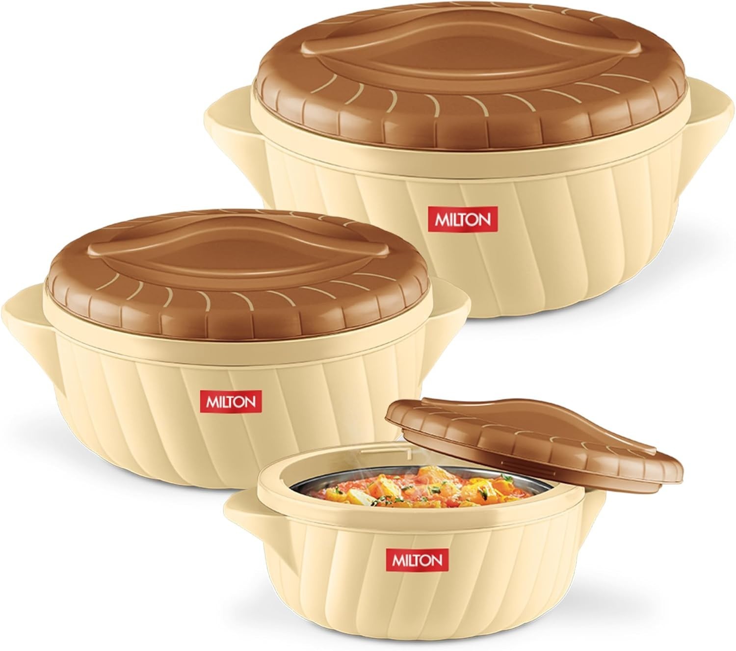 Milton Flora Regular Set Insulated Inner Steel Casserole for Roti 3Pc