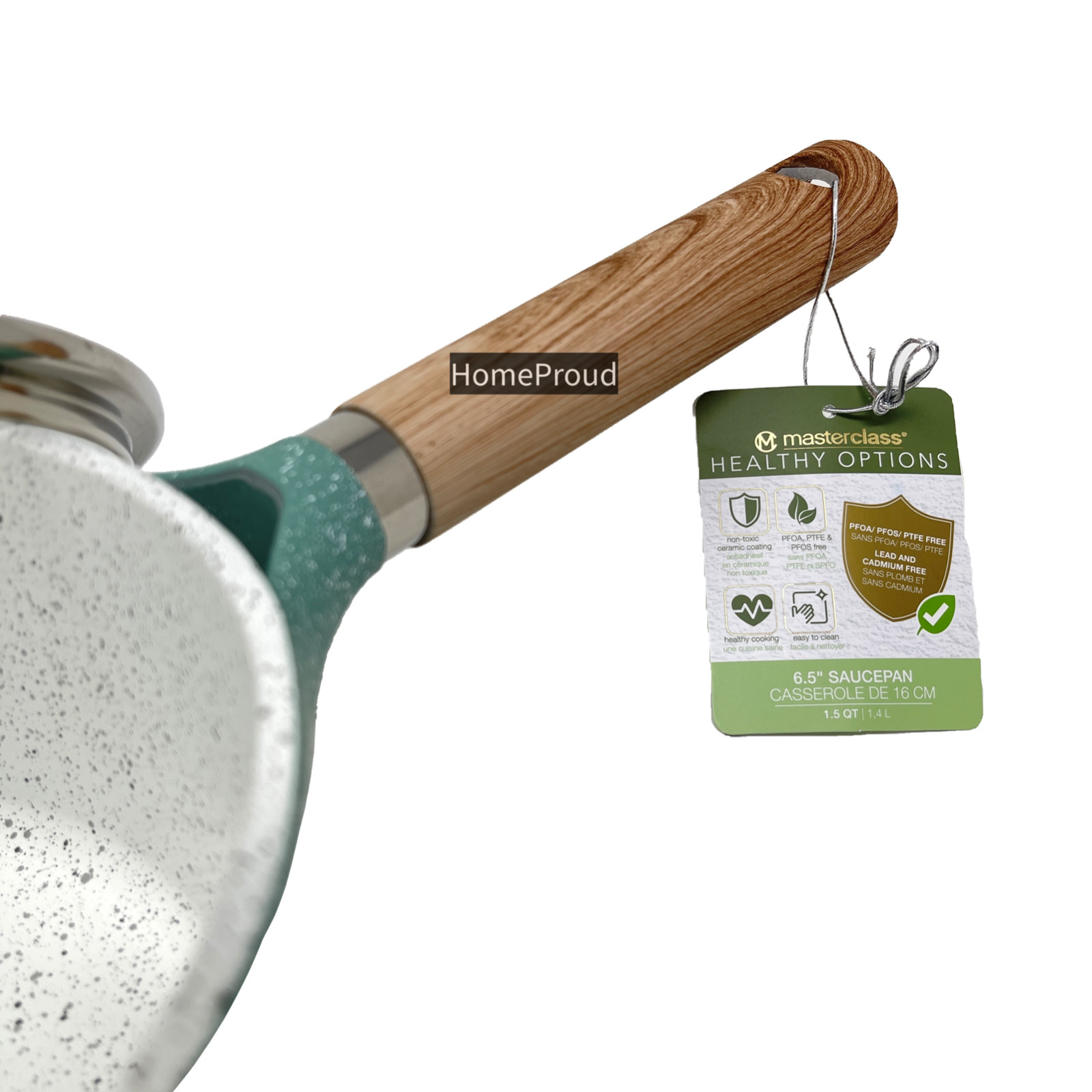 Masterclass Sauce Pan Nonstick Ceramic Coating Small 6.5 inch 1.5 Qt Casserole