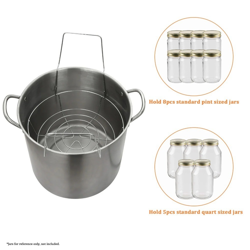 Large Stainless Steel Canning Pot with Rack 21.5 Quart, Use Water Bath