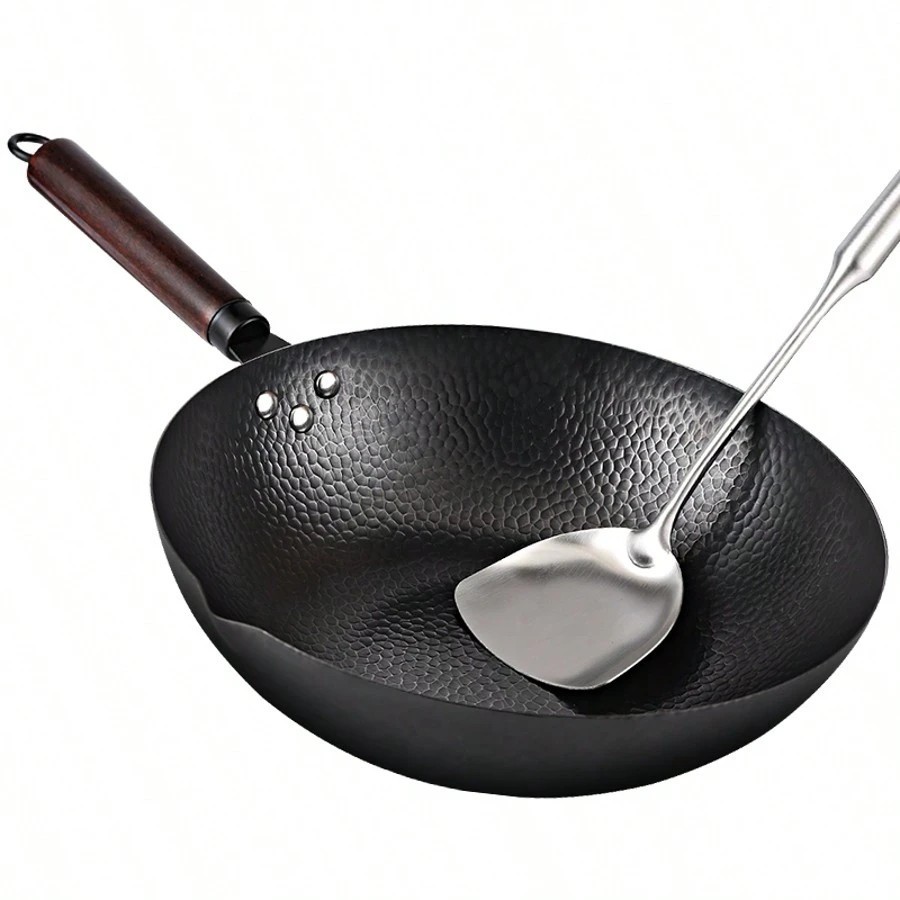 TIROTO 12.6″ Carbon Steel Wok Set 11pc Stir Fry Pan with Lid Induction Gas NEW