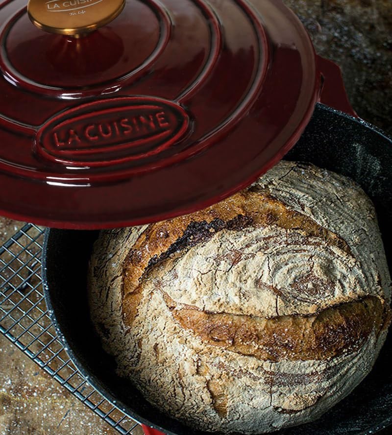 La Cuisine Enameled Cast Iron Dutch Oven 5 QT 10.3″ 26cm Cranberry