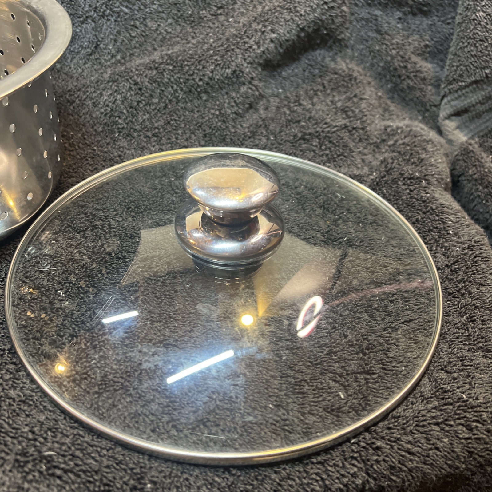 Stainless Steel 4-Quart Steamer Pot with Glass Lid, pot, insert and lid