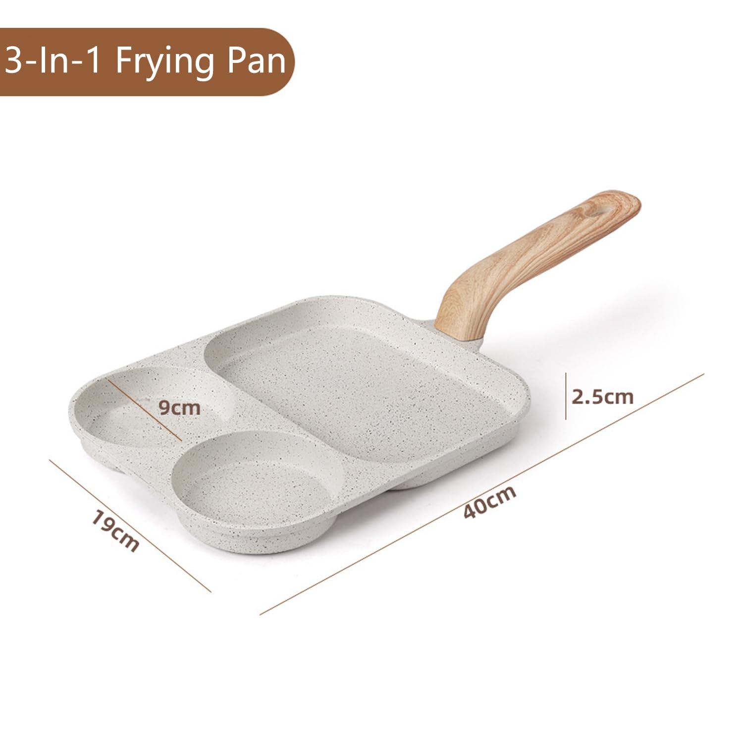 Omelette Pan 3 Section Nonstick Egg Frying Pan Induction