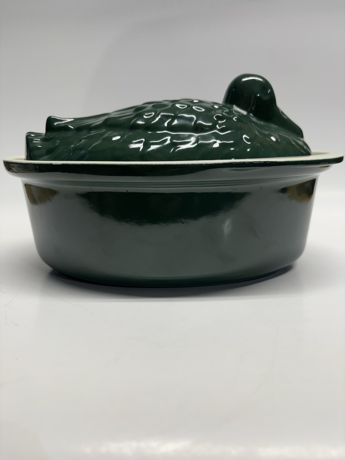 Chasseur French Duck Enameled Cast Iron Terrine Tureen Hunter Green 1.25 Qt