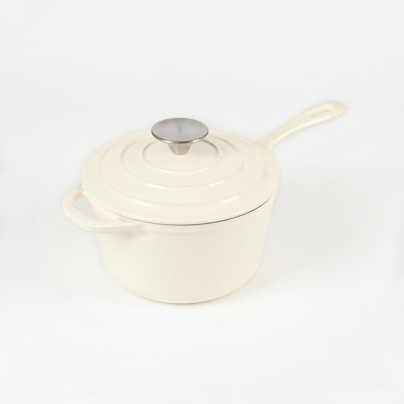 Enameled Cast Iron 2 Quart Sauce Pan Oyster White