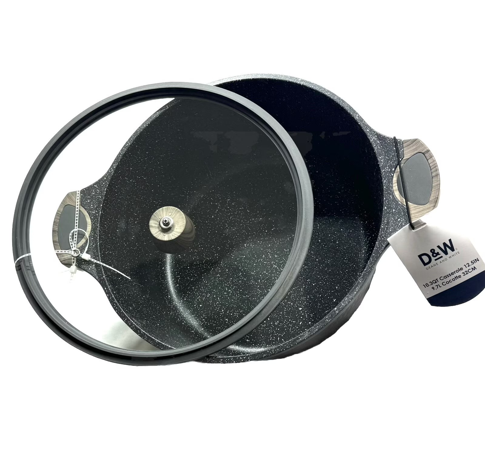 Deane & White D&W Casserole Stock Pot Nonstick With Lid 10.3-QT, 12.5” Cookware
