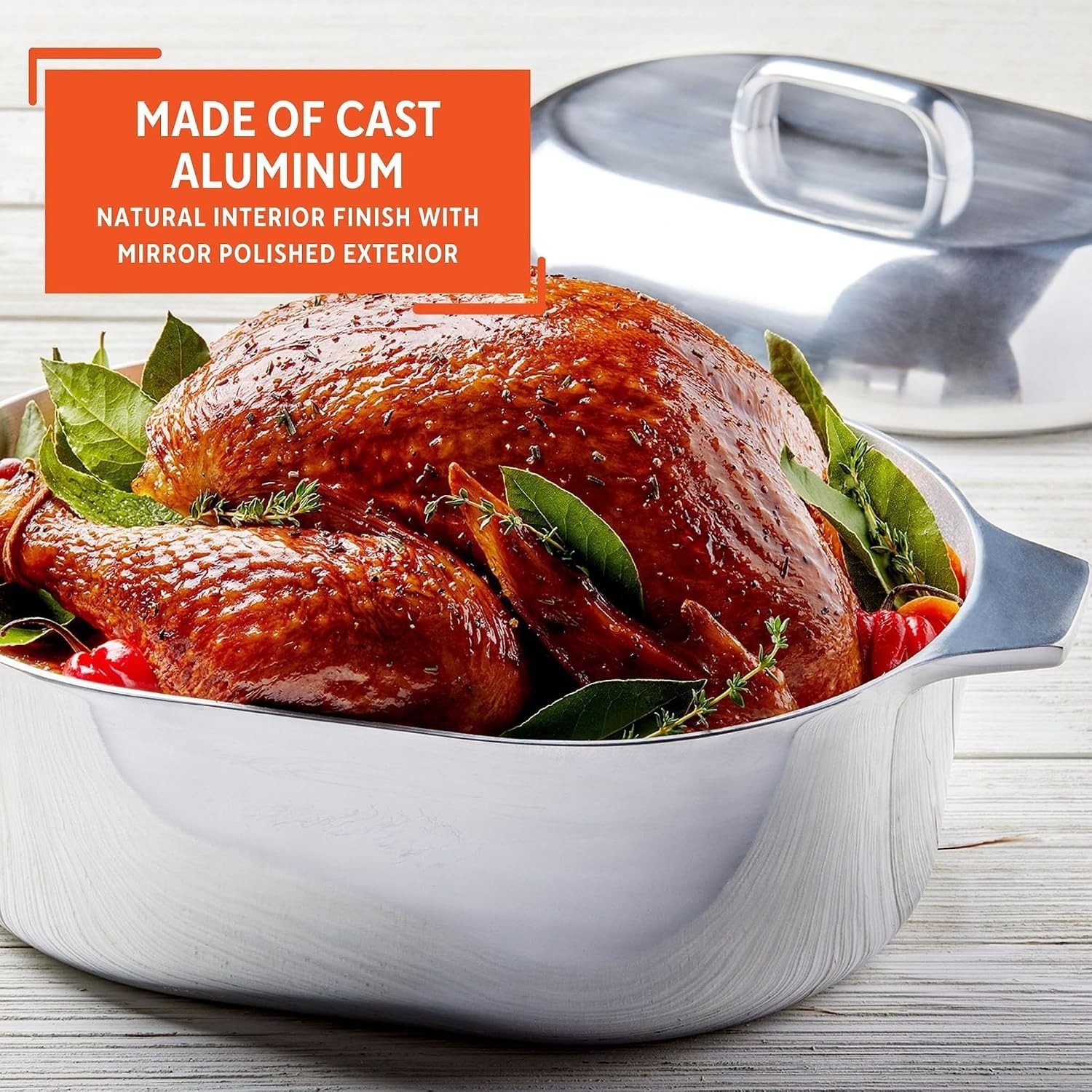 13 Inch Cajun Roaster – Stylish Cast Aluminum with Secure Carry Handles and Lid
