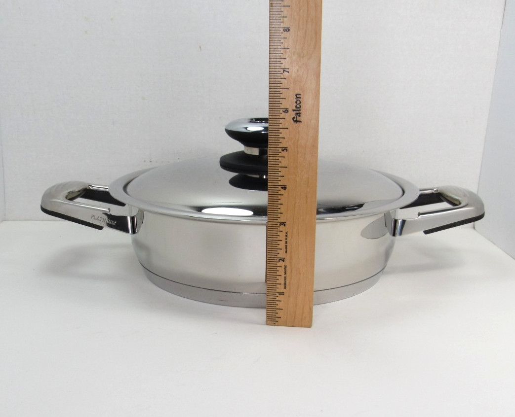 Platinum Professional Cookware Large Skillet Sauté Pan Titanium T304S + Lid