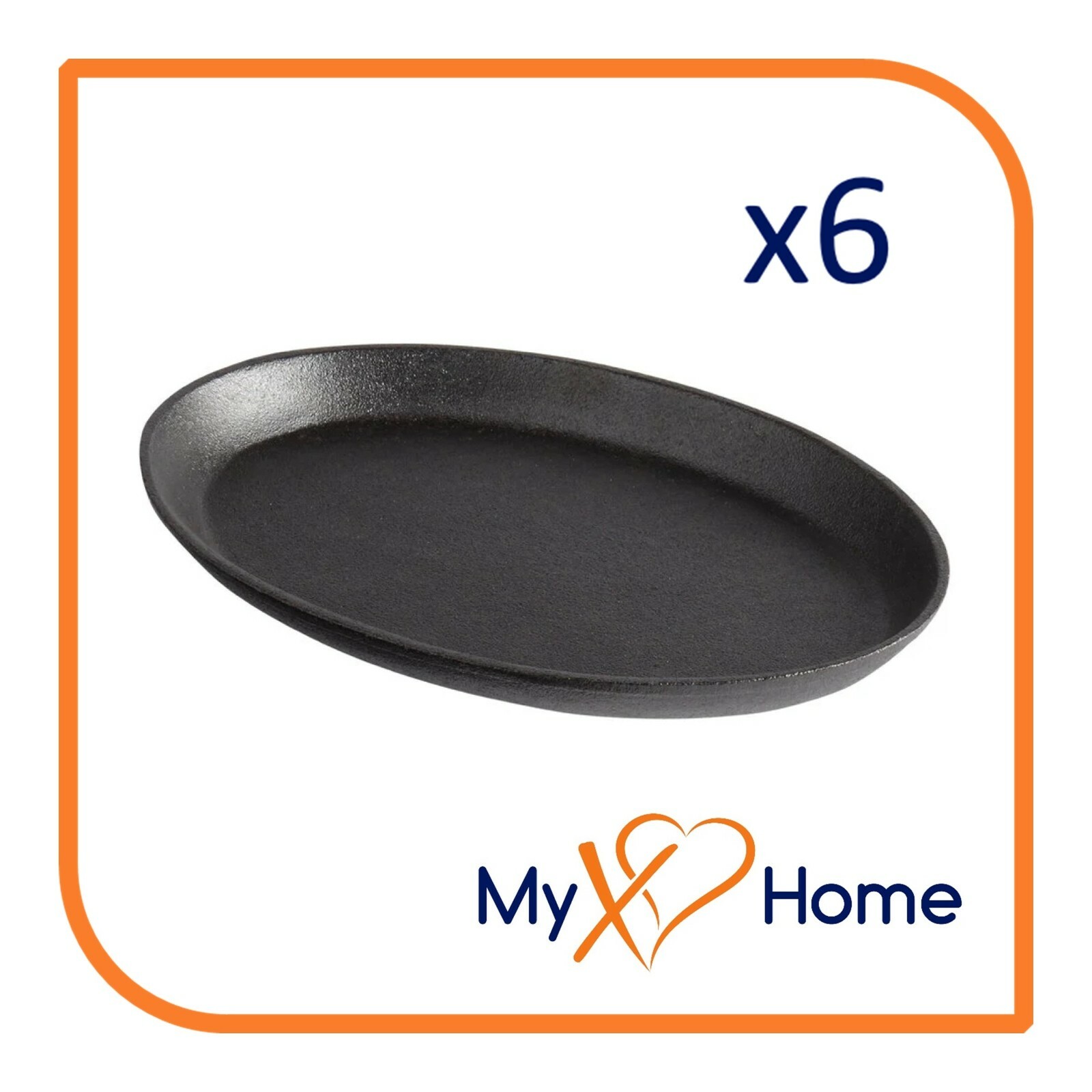 9 1/4″ x 7″ Oval Pre-Seasoned Cast Iron Fajita Skillet (6 Skillets) by MyXOHome