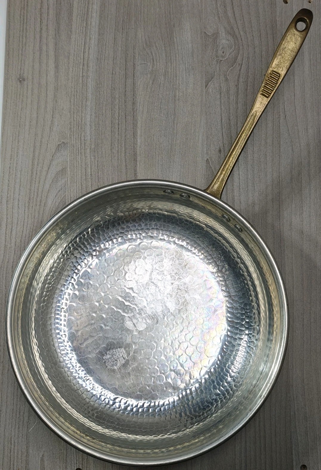 CU ARTIGIANA Hammered Copper 11.5″ IN SAUCIER Pan W/ Tin Lining Made In Italy