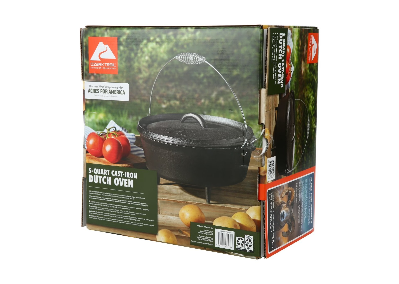 OZARK TRAIL 5-Quart Pre-Seasoned Cast Iron Dutch Oven with Spiral Bail Handle