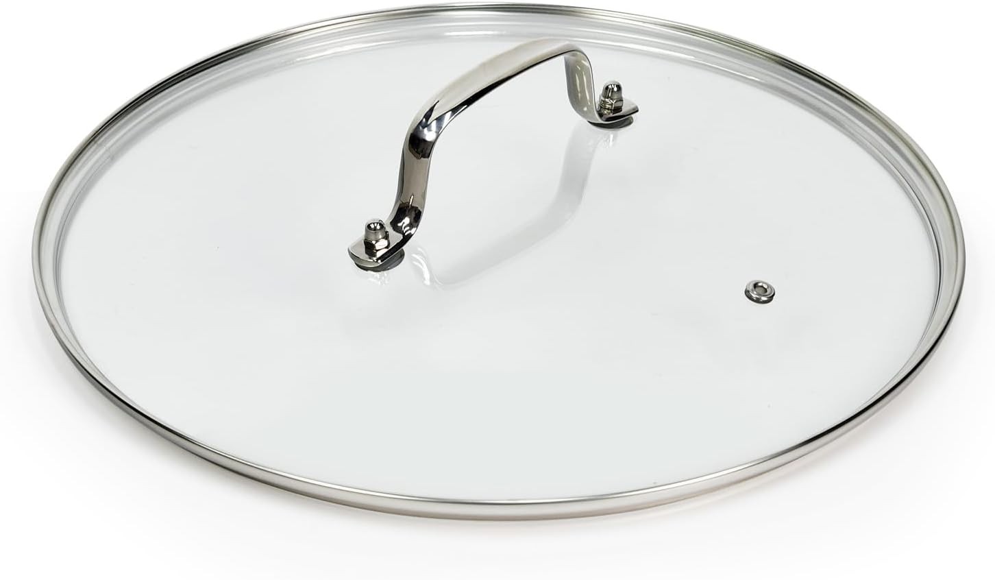 11 IN Glass Lid with Stainless Steel Handle for Frying Pan, Tempered Replacement