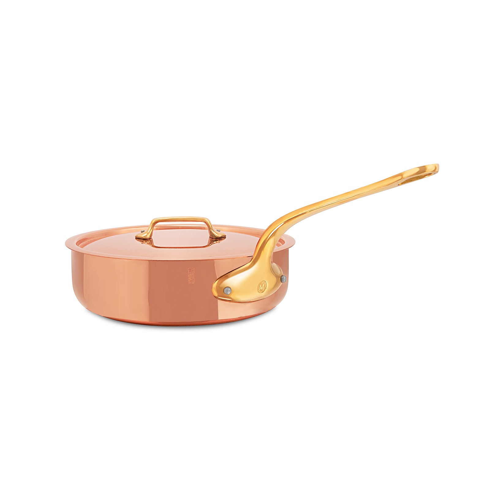 Mauviel M’Heritage M’200 B 3.3 Quart Saute Pan With Lid, Brass Handle