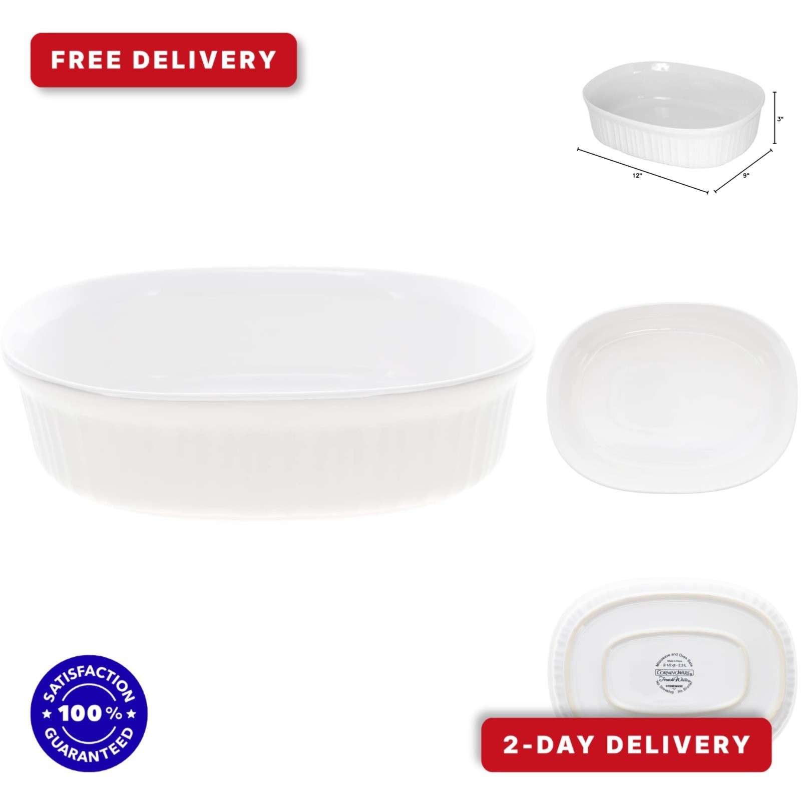 CorningWare FS2 2.5Qt Oval Casserole Dish | Oven Safe | Microwave Safe