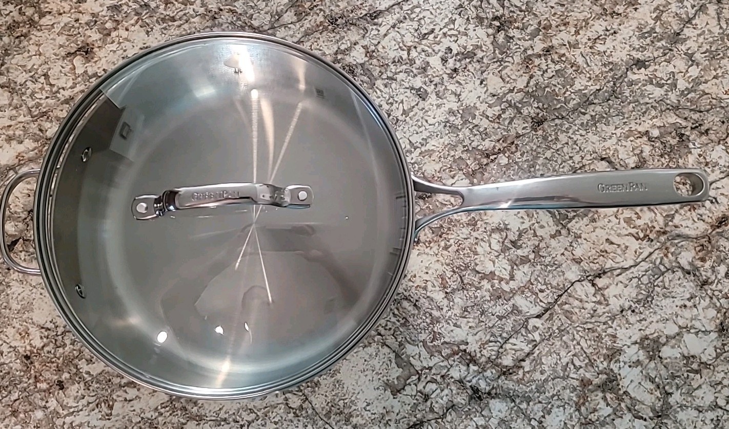 Green Pan Stainless Skillet, 11-Inch, 5-Quart, Deep Skillet Cooking Pan with Lid