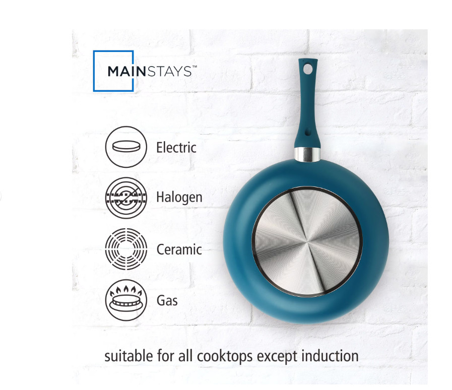 12pc Ceramic Nonstick Cookware Set Aluminum Pots Pans Blue Kitchen
