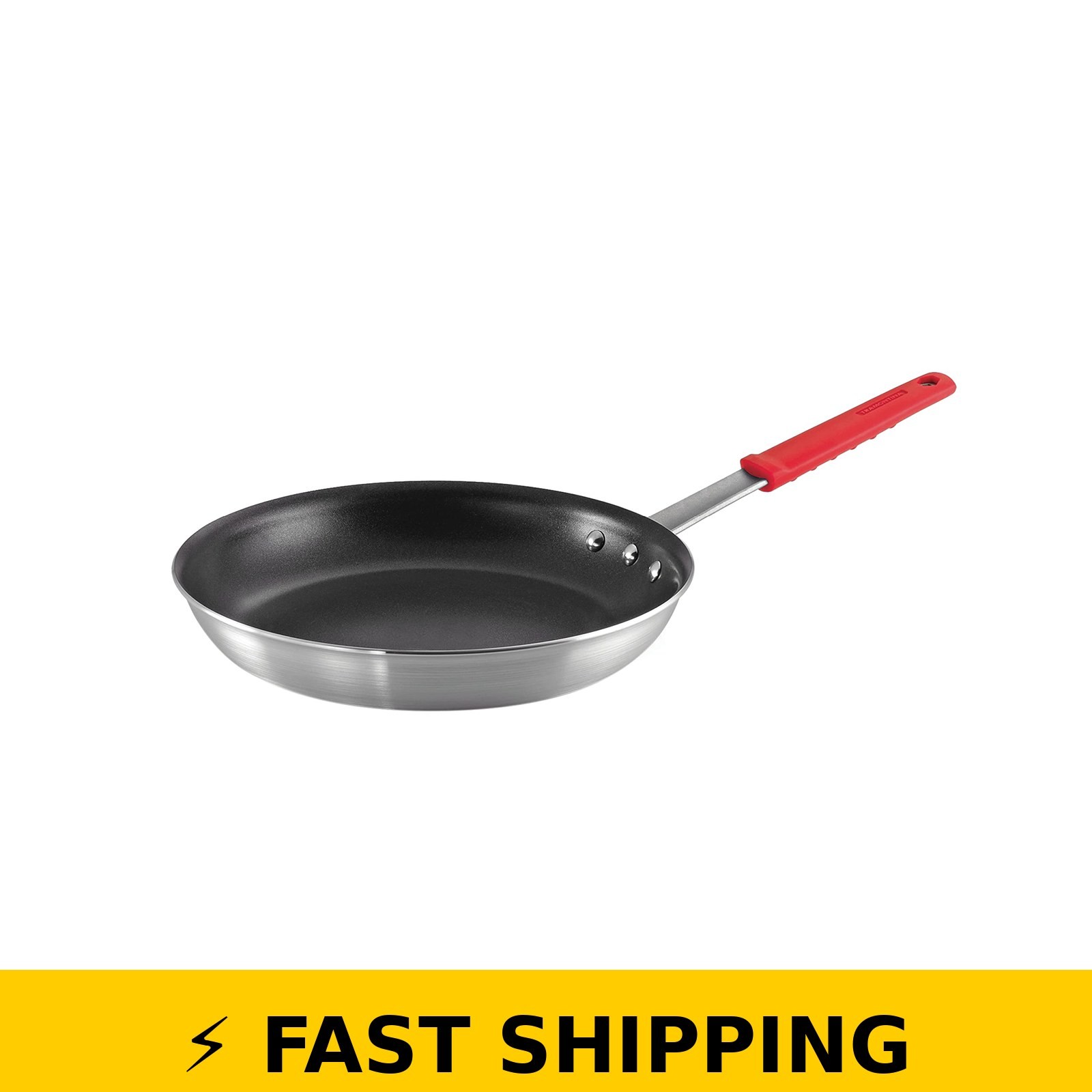 Tramontina 12-Inch Non Stick Fry Pan, Dishwasher & Oven Safe, Red Handle