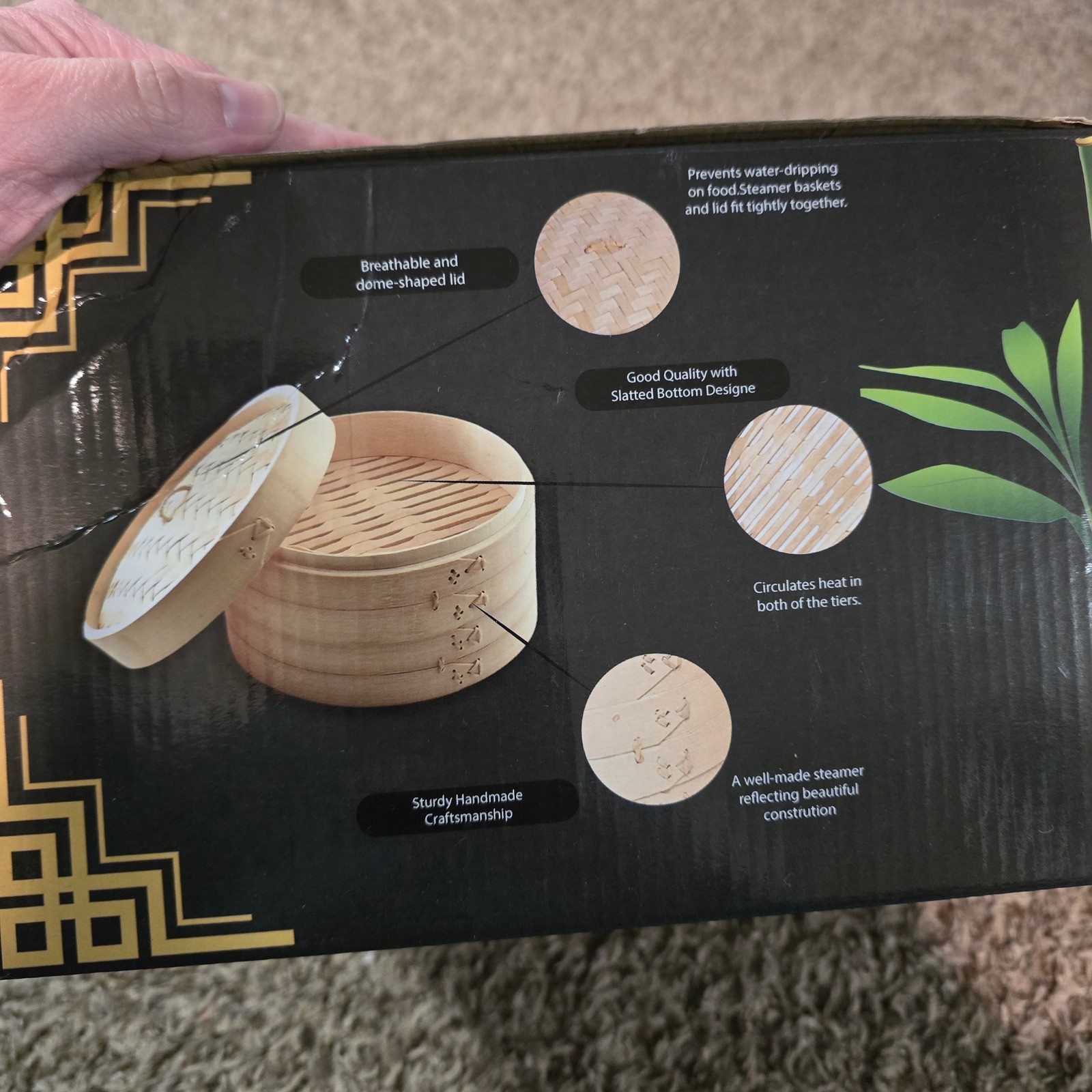 KelRober 10 Inch Bamboo Steamer Set 2 Tier Chinese Dumpling Dim Sum Basket New