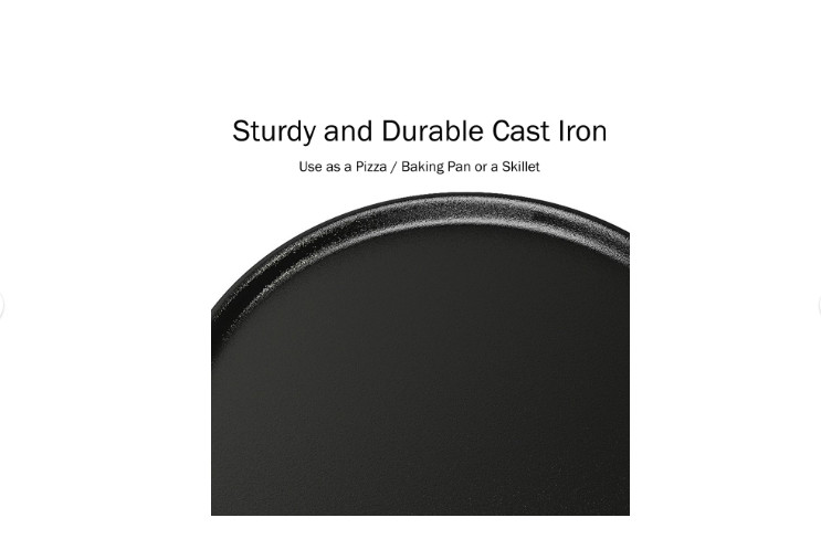 14 Inch Pre-Seasoned Cast Iron Pizza Pan for Oven Stovetop Grill