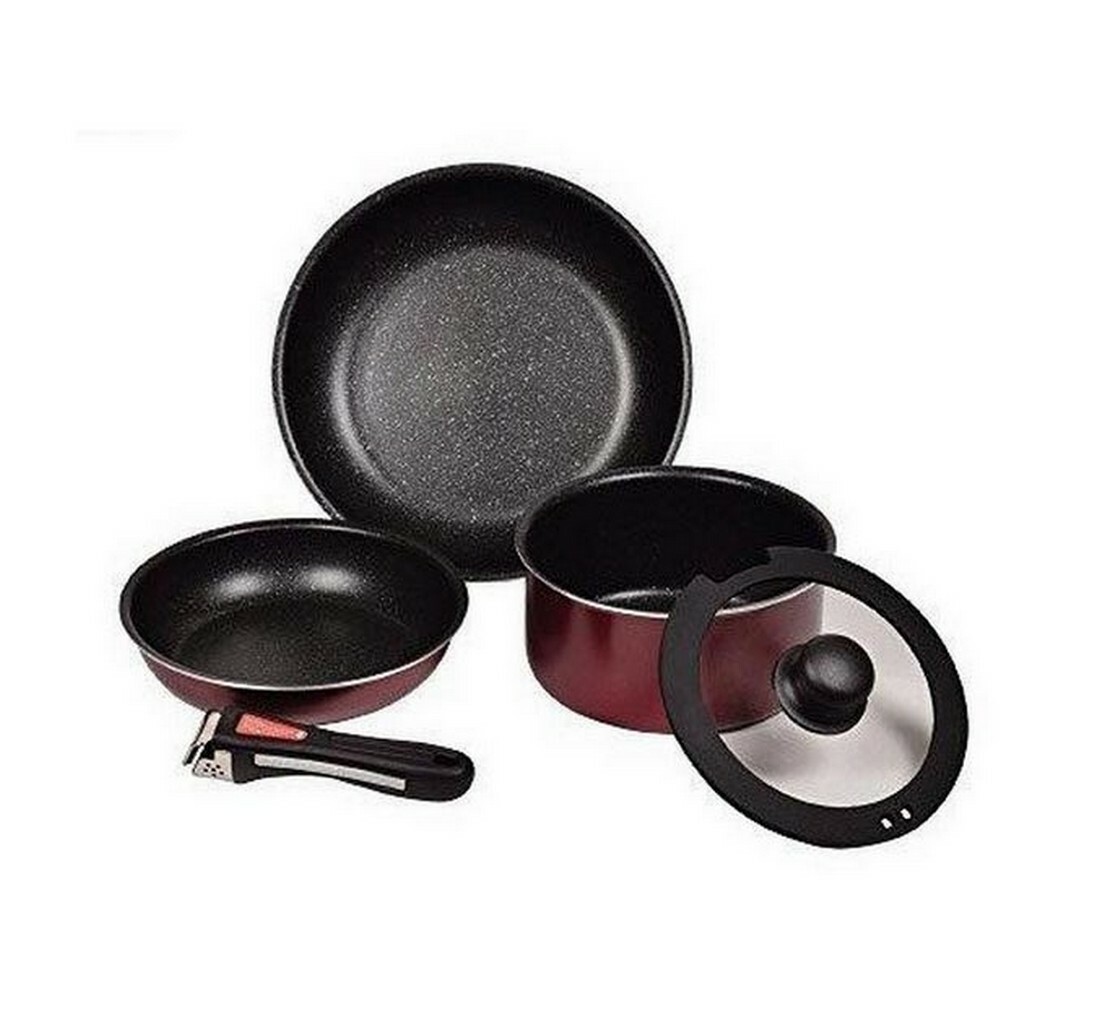 Induction Cookware Set Stackable Cooking Pots Pans Set Detachable Handle 4740