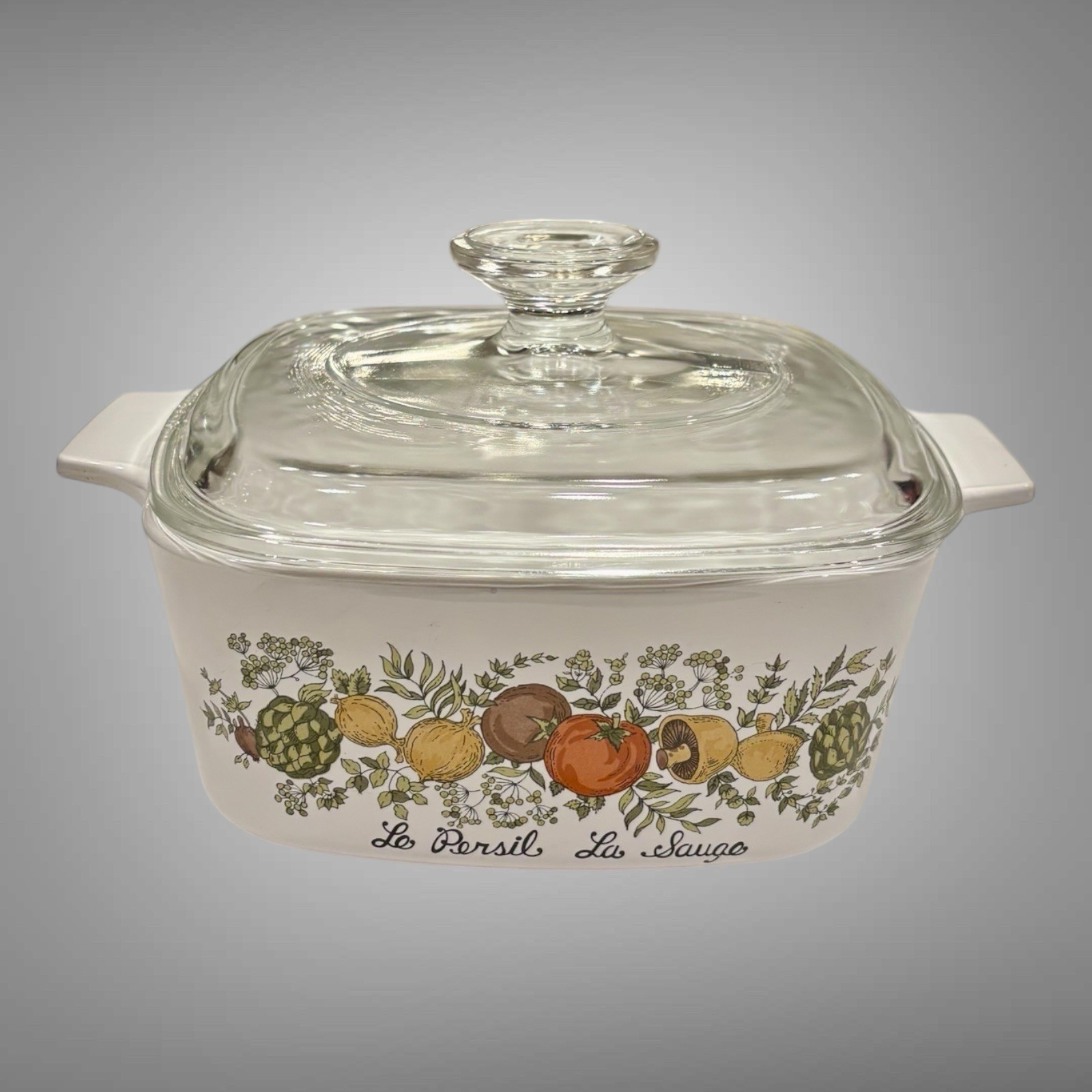Vtg Corning Ware Le Persil La Sauge SPICE OF LIFE A-1 1/2-B 1.5 Quart Dish w/Lid