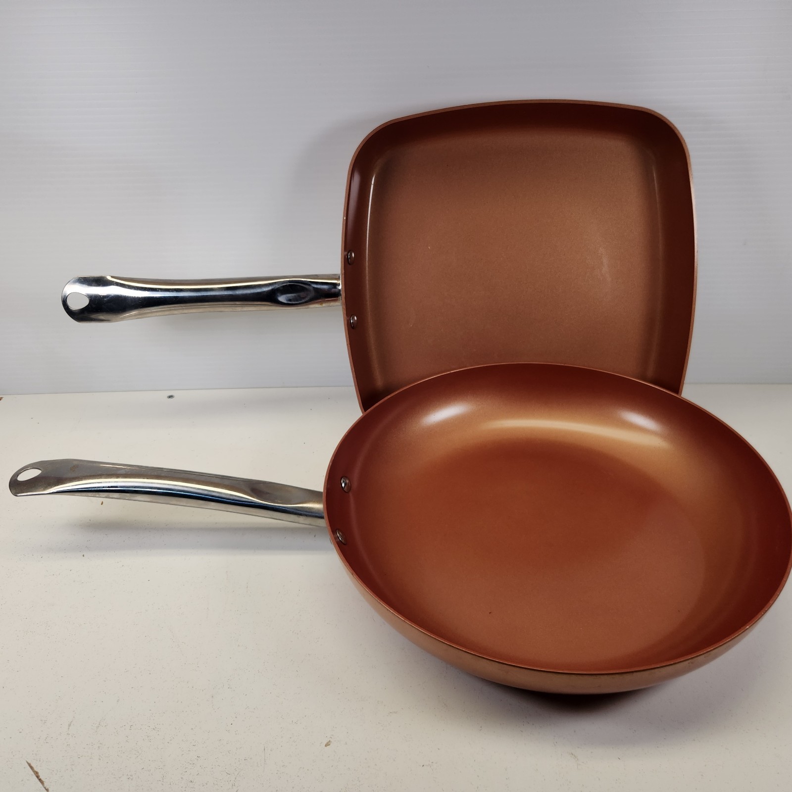 Copper Chef 12″ Round & 11″ Square Nonstick Fry Pan Skillet Set