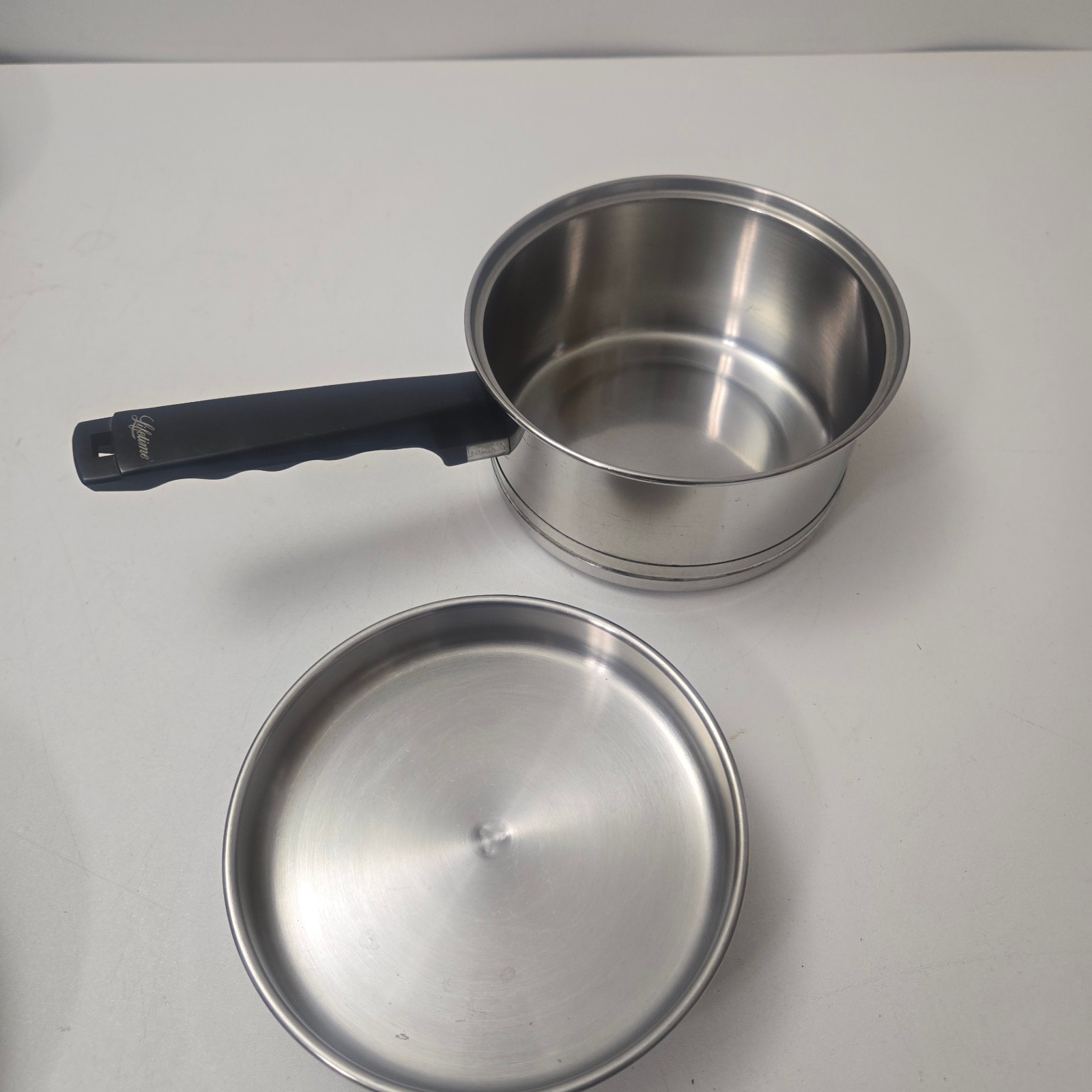Vintage Lifetime 2 Qt Saucepan with Lid Stainless Steel 18-8 USA Heavy Pan