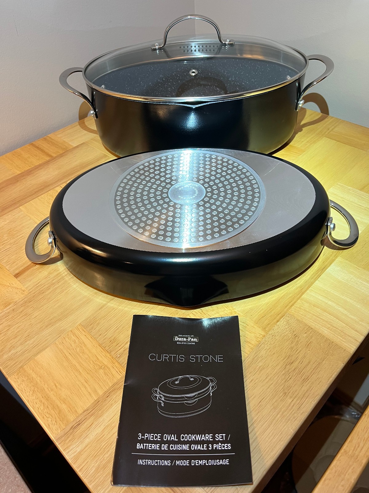 Curtis Stone 3 Piece Oval Cookware Set~Black~Brand New in Box