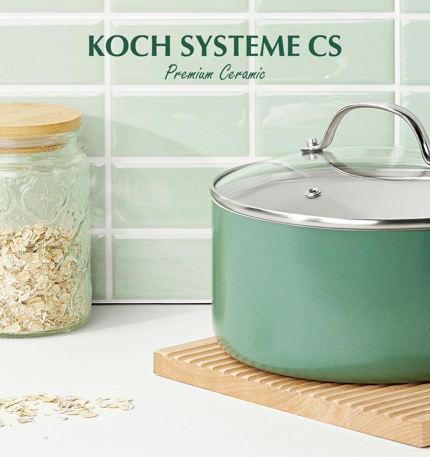 Koch Systeme Cs Nonstick Sauce Pan Lid 1Qt 2Qt 3Qt Ceramic Set 6Pcs Non-Toxic