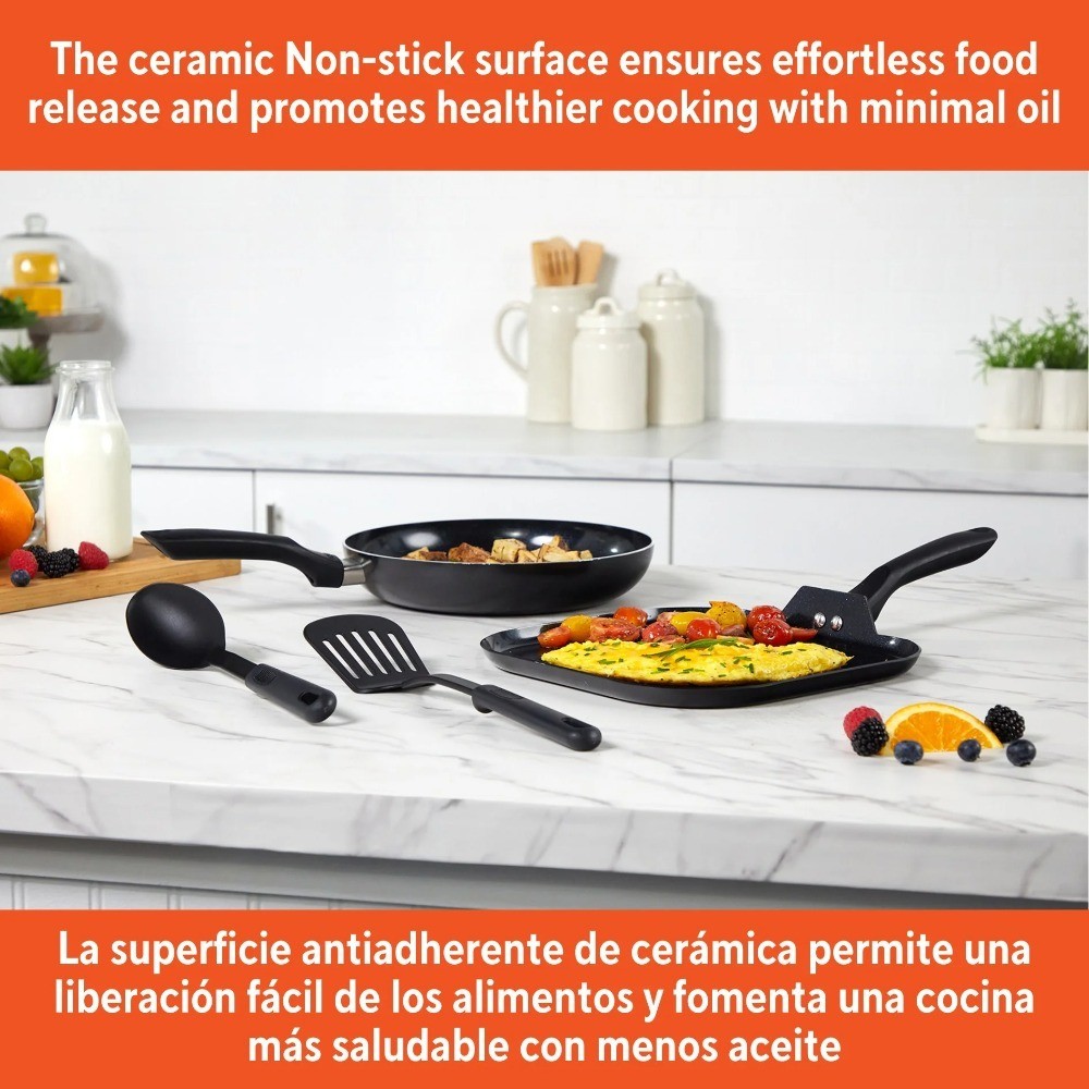 4-Piece Nonstick Ceramic Cookware Set with Stay-Cool Handles, 10 & 10.5 Inch