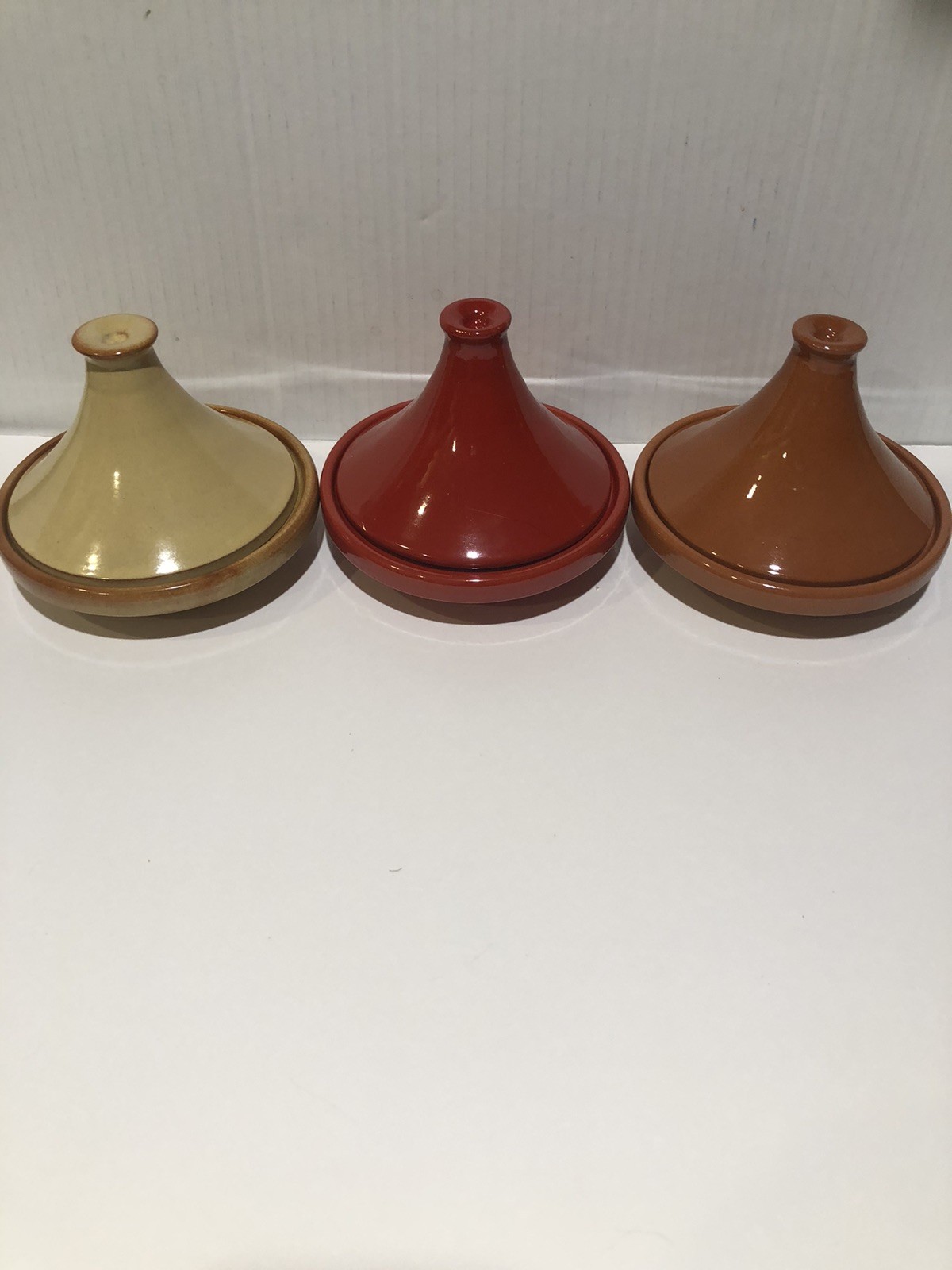 3 Small Maroccan Glazed Tagine Container ( Not For Cooking) Stored- Spices, H