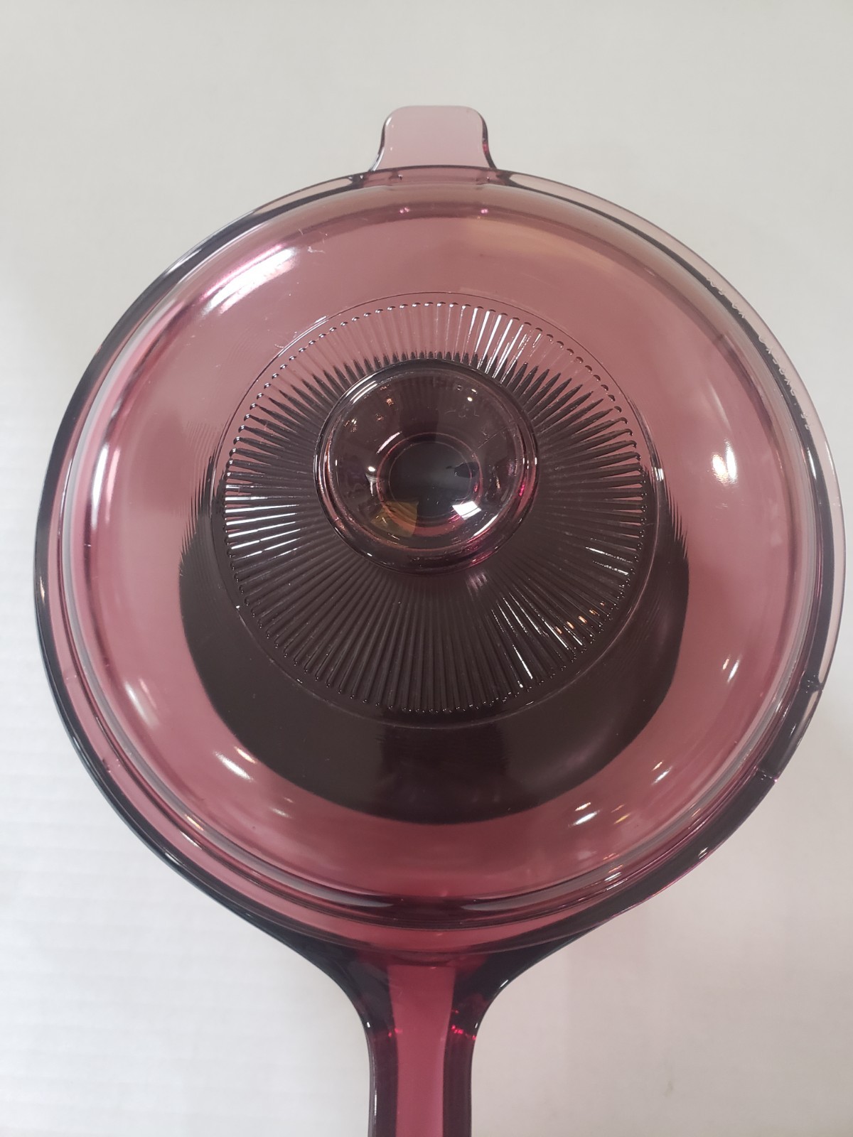 Corning Visions Cranberry 2.5L Saucepan Pot w/ Glass Lid, USA Vintage Cookware