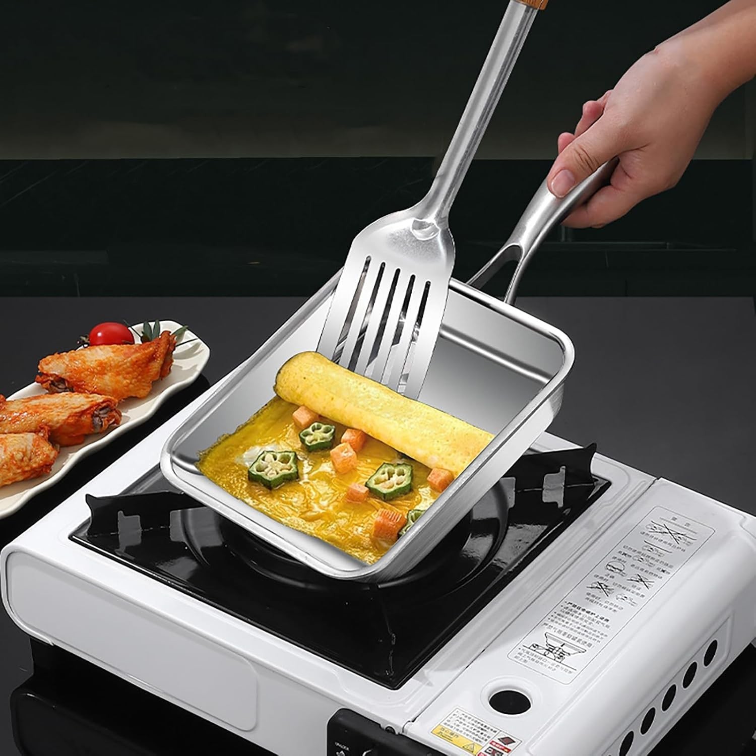 Toutrop 7.5″ Japanese Omelette Pan 316 Stainless Steel Square