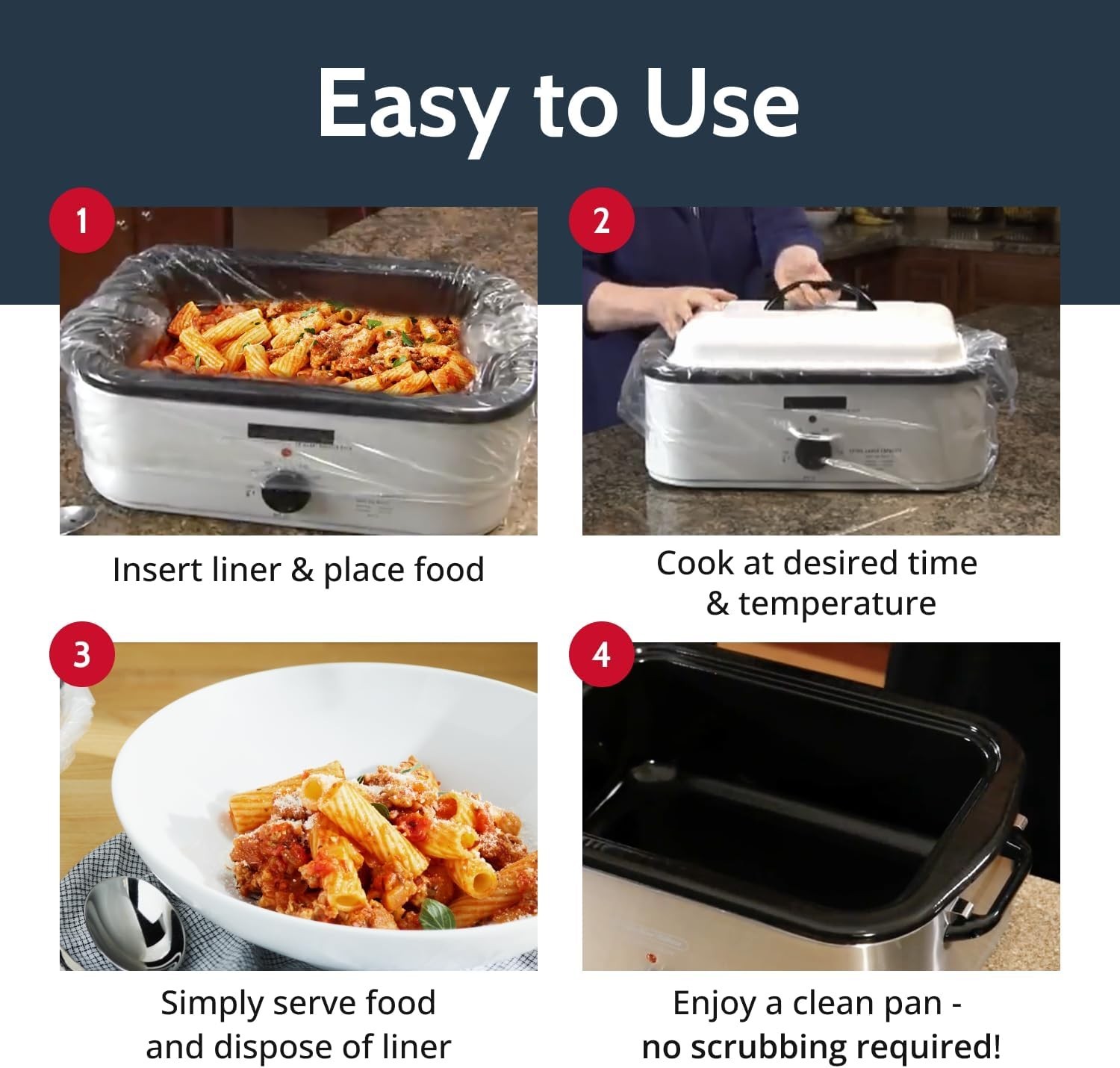Effortless Cleanup Cooking Liners – Disposable for 16-22 Qt Roasters, 2 Pack