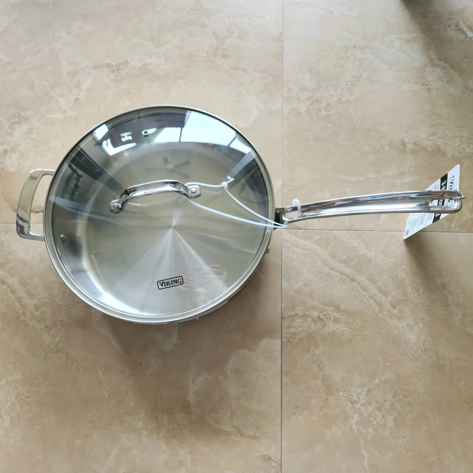 Viking 3-Ply 18/8 Stainless Steel Saute Pan Glass Lid- 5.25 Qt/4.9 L- NWT!
