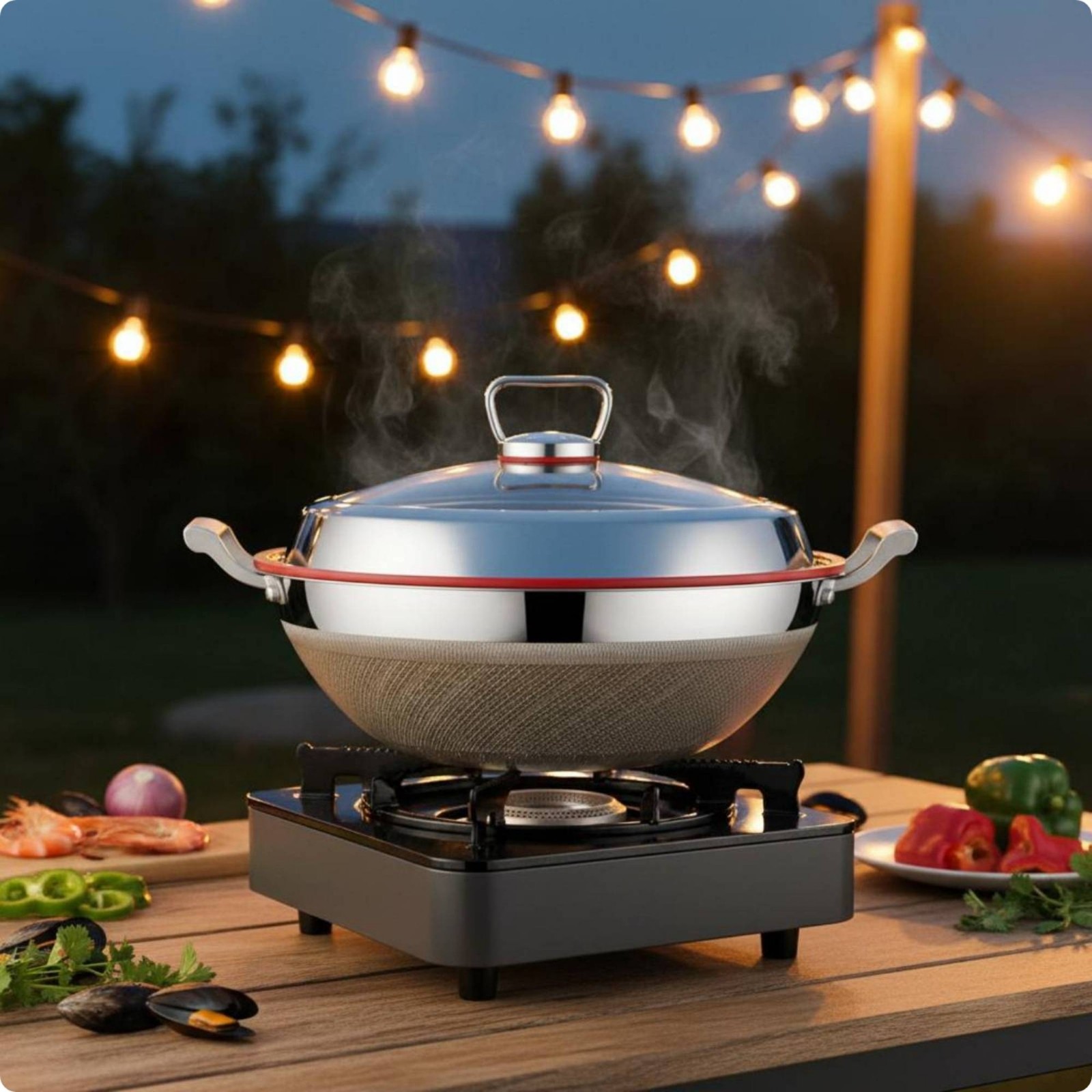 Stainless Steel Wok Nonstick Deep Wok Metal Utensil Safe for Cooktop Top