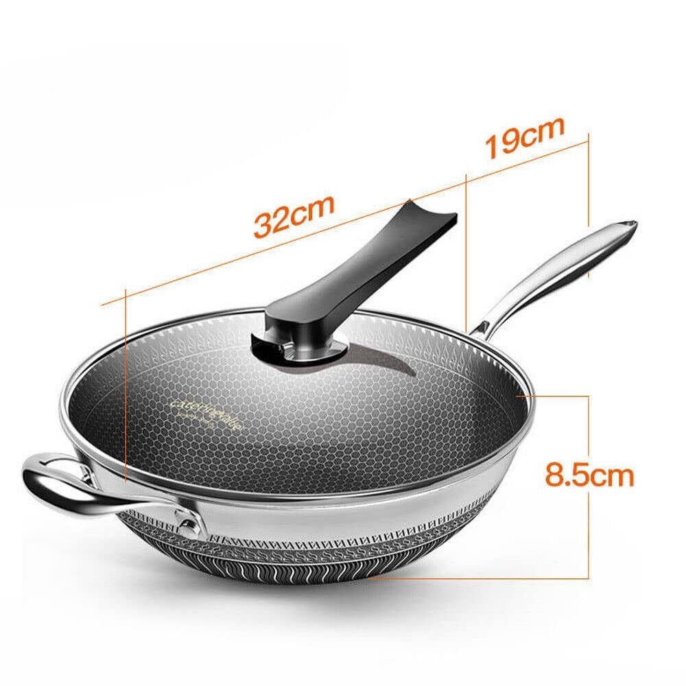 34cm non-stick double-sided honeycomb cooking frying pan with lid, induction com
