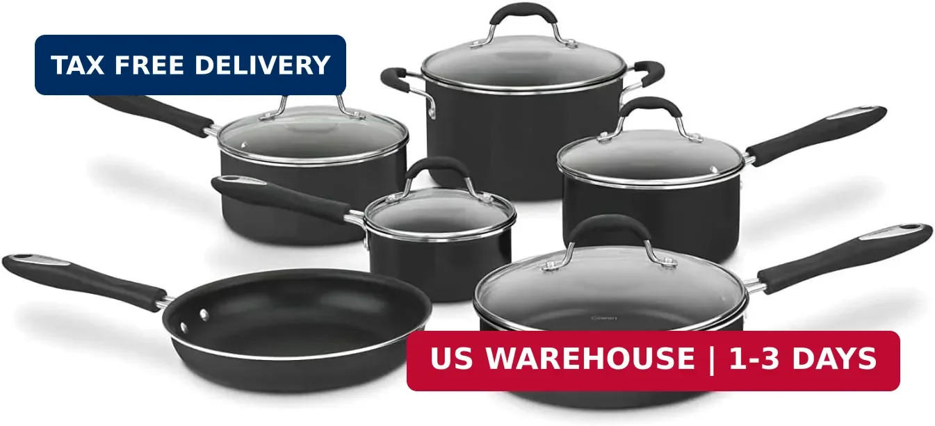 Cuisinart Advantage Nonstick Cookware Set, 11-Piece Pots and Pans Cooking Set wi